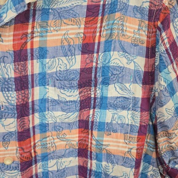 Tommy Bahama Blue 100 % Linen Camp Shirt Button Down Mens Hawaiian Tropical XL - Picture 9 of 12